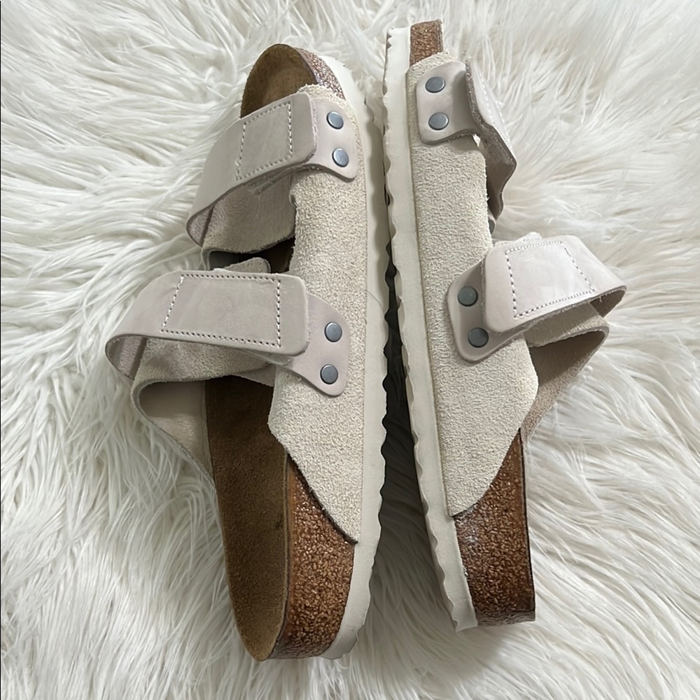 Birkenstock White Sandals with Adjustable Straps and Contoured Footbed - Picture 9 of 10